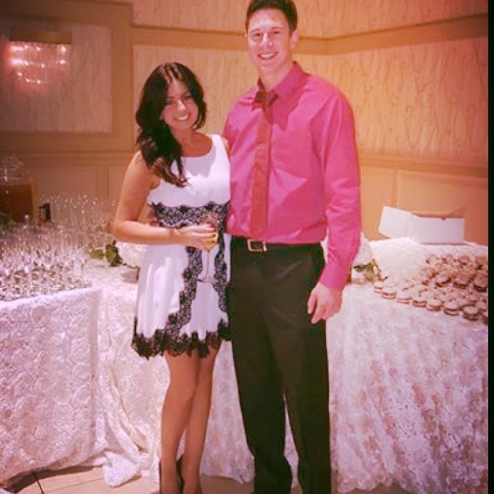 Bebe white and black lace dress